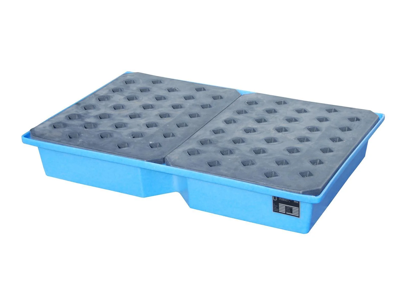 Vasche di contenimento in PE per pallet, 1200 x 800 x 195 mm, modello KWP-P, capacità 100 litri, con Lochrost, Schaubkissen, Tragments?, Kunststoffplatte, Abtropfplatte, Kühlauflage