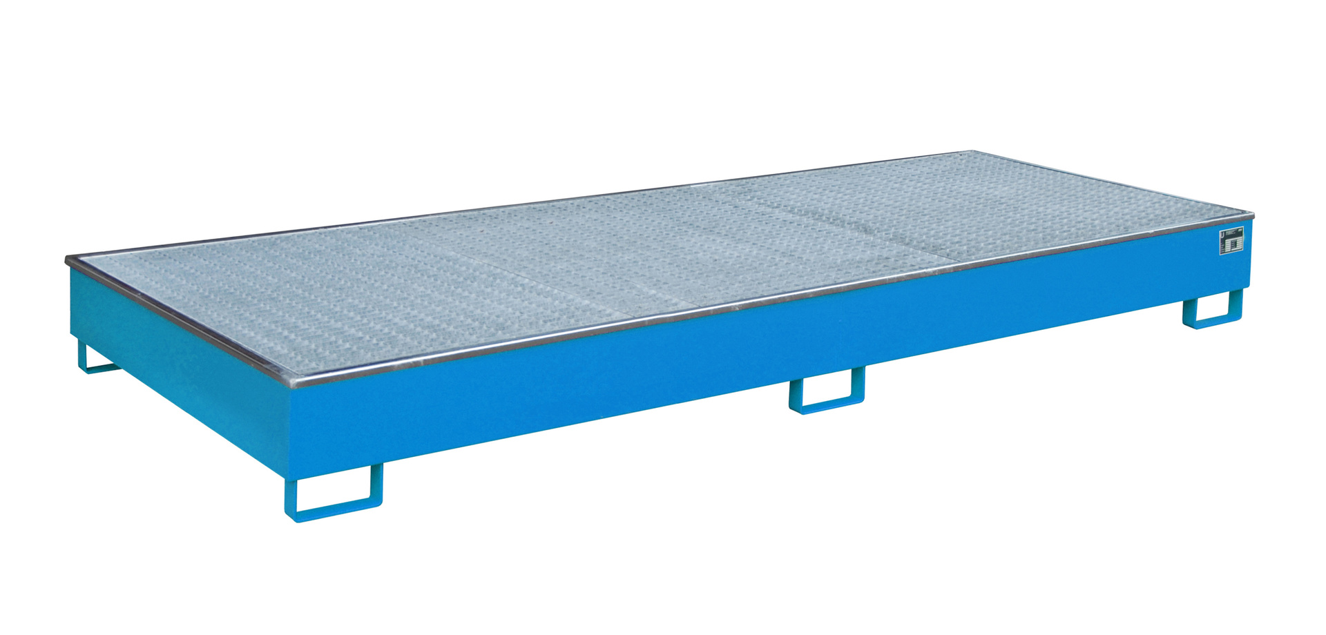 Vasca per scaffalatura 3265 × 1315 × 270 mm, 540 litri, con inserto in PE e griglia metallica, 3300-2, Blu chiaro RAL 5012