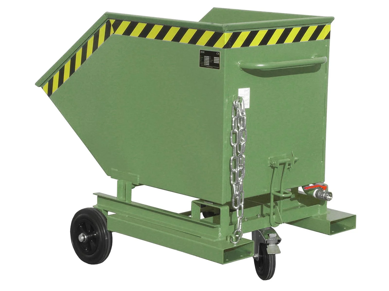 Carrello contenitore per trucioli SKW-ET da 400 litri, dimensioni 1320 x 900 x 1090 mm, RAL 6011 Verde reseda