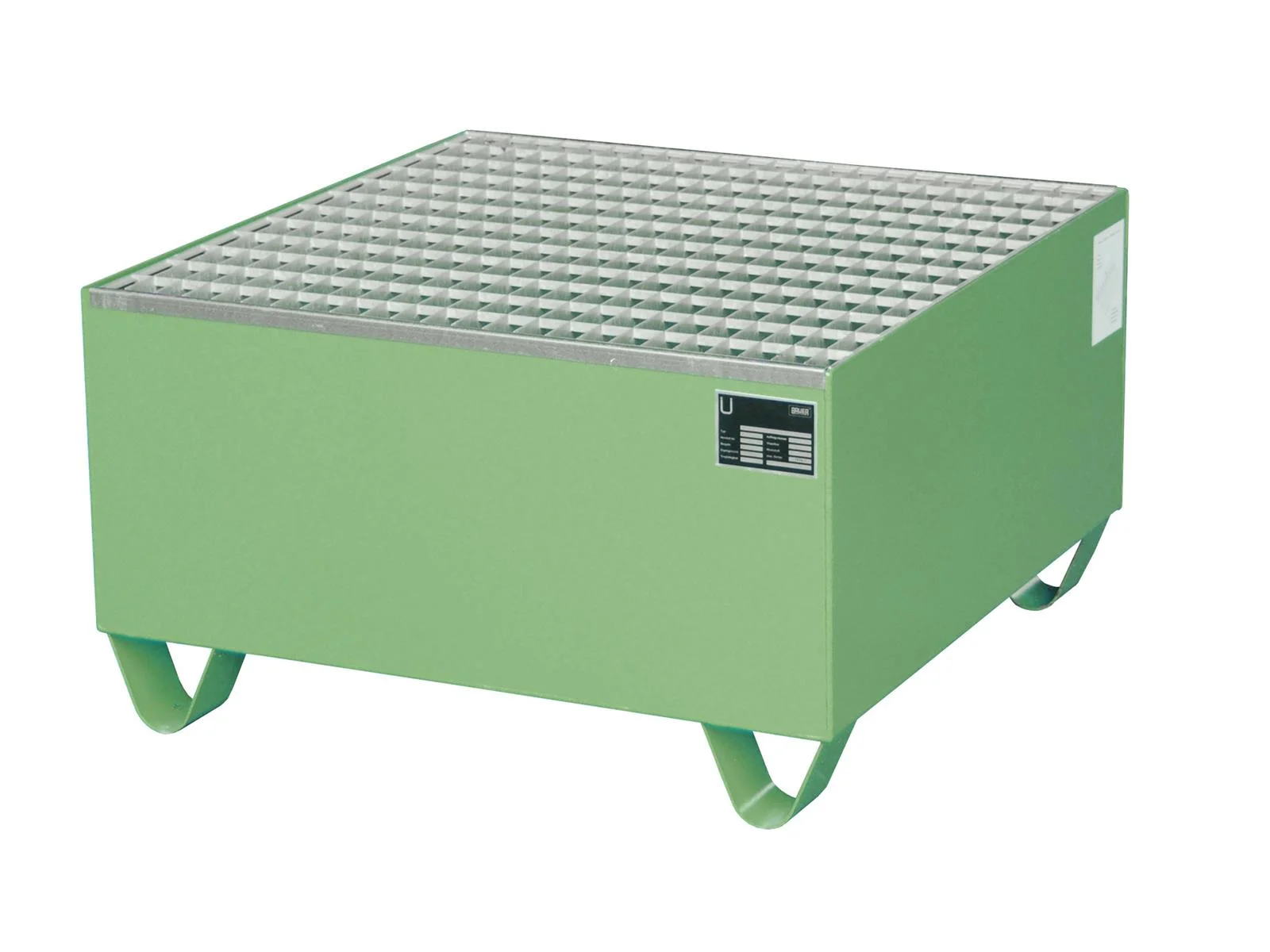 Spill Containment Tray 800x800x460mm 203 Liters Type Series 2000 with Grating RAL 6011 Reseda Green 🌿
