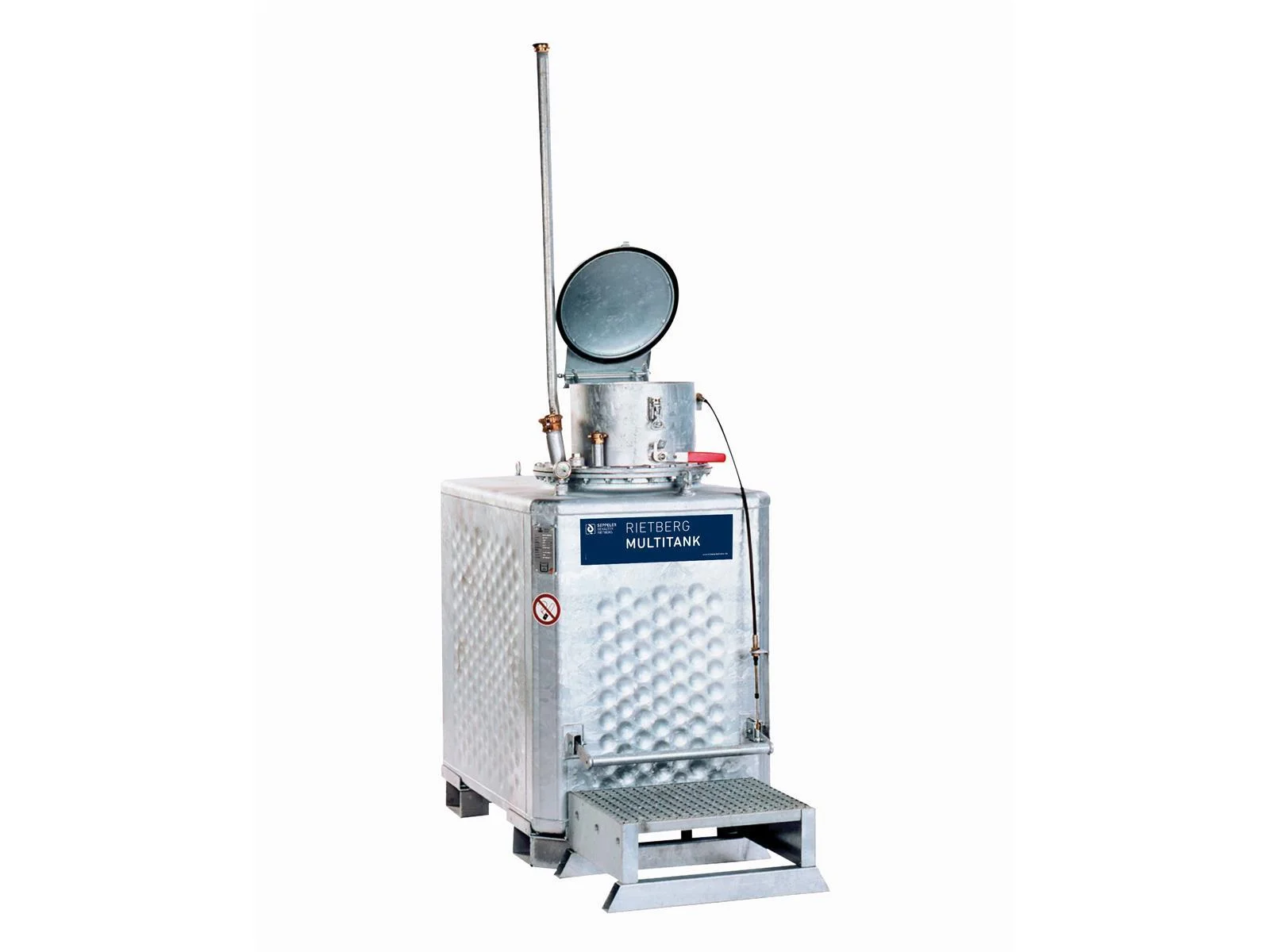 Contenitore di raccolta antideflagrante per liquidi infiammabili - Multisammler MS-TP-ELH, verniciato, Multitank, Riettberg, Stahltank, Metall, Maschine, Multitank, Industrietank, Edelstahl, Deckelbehälter, Fußplattform