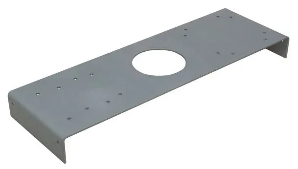 Supporto per pompa per impianti di serbatoi Supporto per pompa per serbatoio Schütz 700/100l, metallbruch, rechteckige platine, kreisförmige aussparung, bohrungen, montagehalterung
