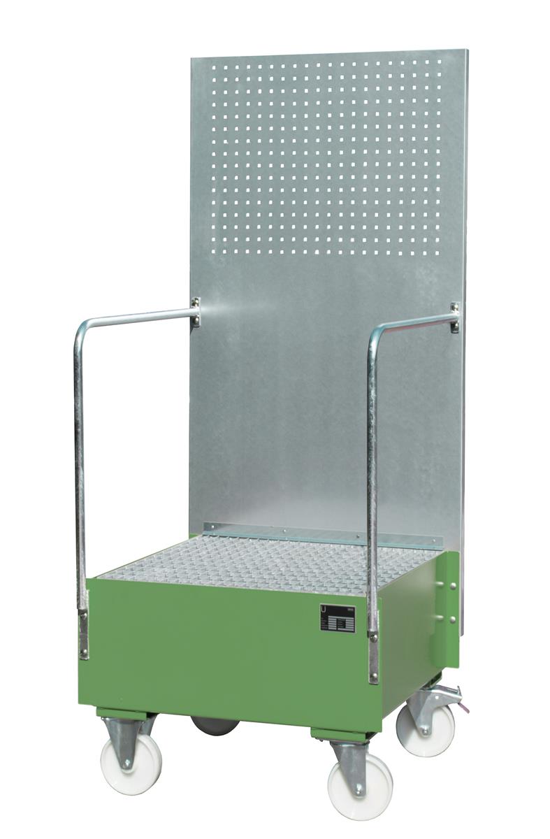 Fahrbare Auffangwanne 870x890x2110mm 203 Liter TYP LPW 200-1 RAL 6011 Resedagrün
