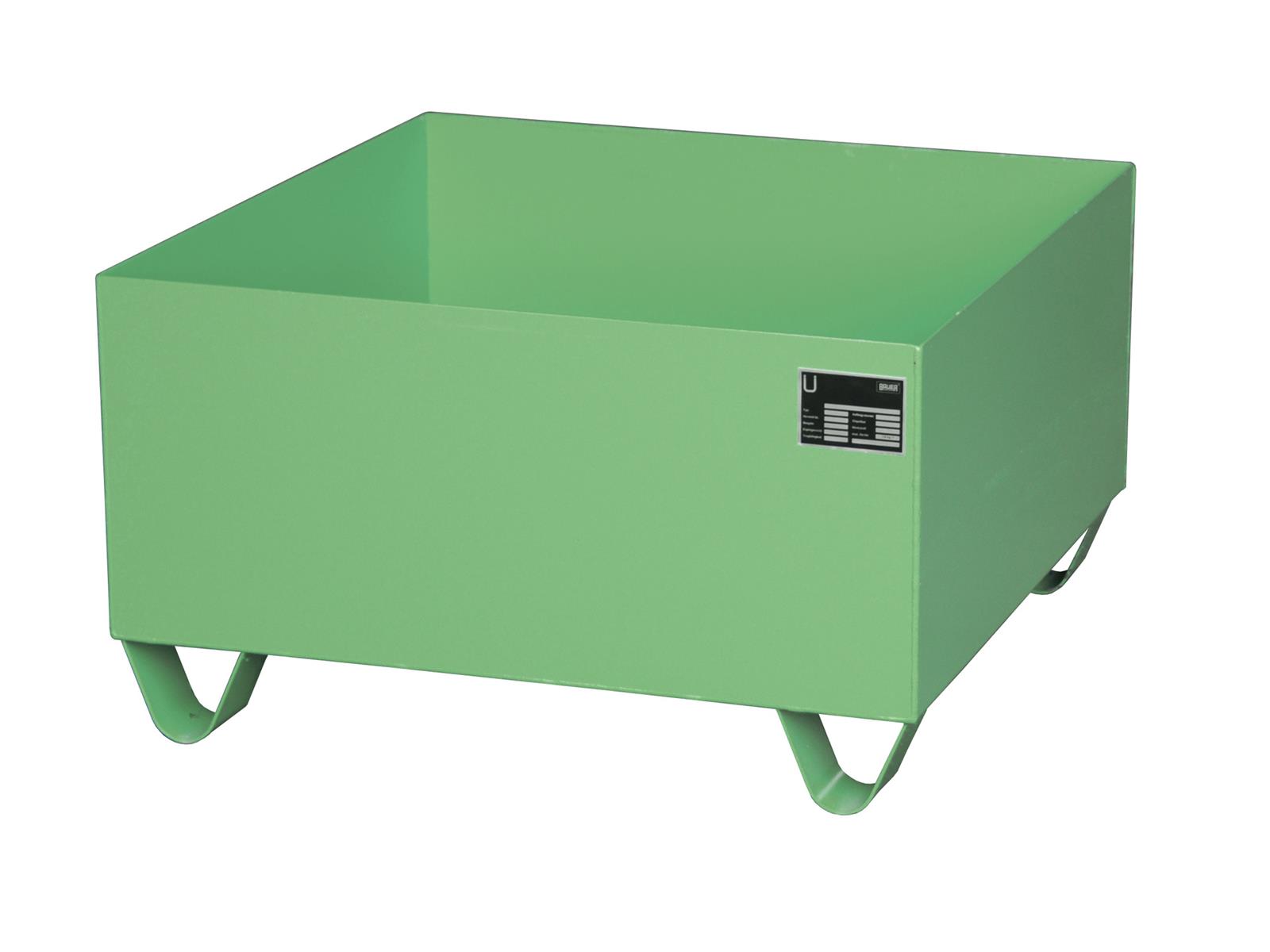 Auffangwanne 800x800x460mm 210 Liter Typ Serie 2000 ohne Gitterrost RAL 6011 Resedagrün