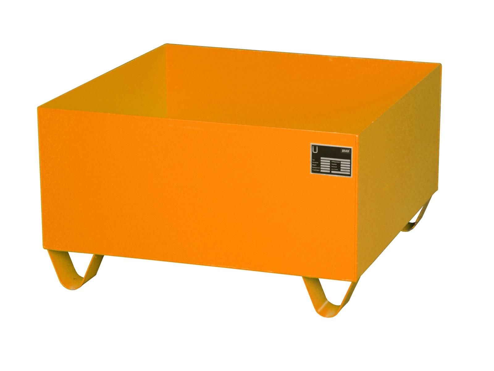 Auffangwanne 800x800x460mm 210 Liter Typ Serie 2000 ohne Gitterrost RAL 2000 Gelborange