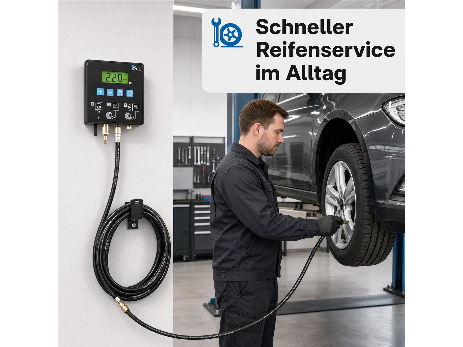 QUBE 2 - Stationary Tire Inflator - Tire Inflation Machine - Tire Inflation Device