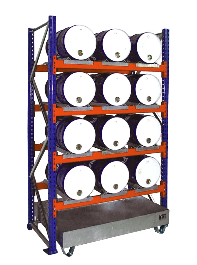 Scaffale per fusti con vasca di contenimento 3006, zincato BAUER, Rollentisch, Wartungstafel, Industrie Regale, Kabelrollen, Spulenregal