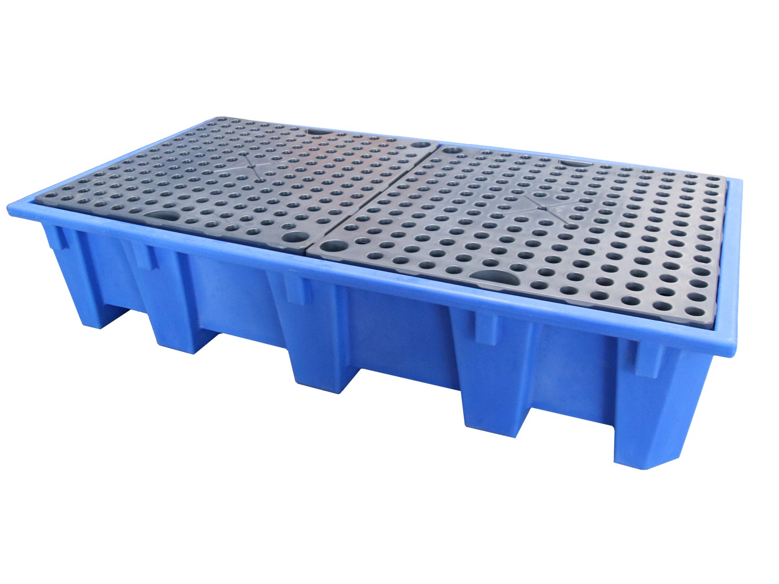 Spill containment pallet for 2 IBCs with grating – 1050 liters made of HDPE