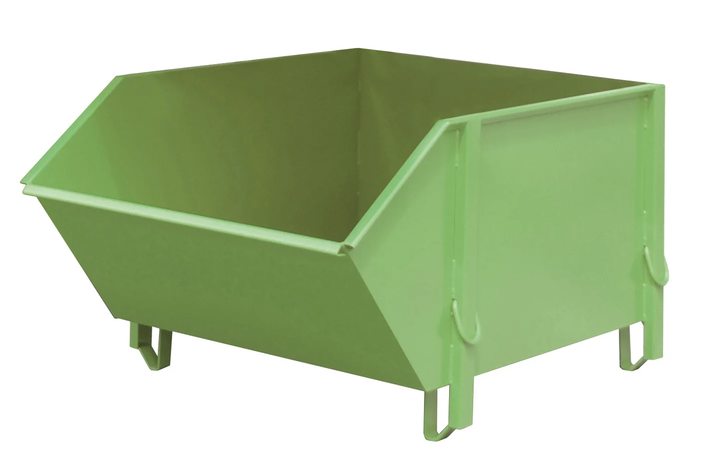 BAUER Baustoffbehälter BBG 100, lackiert RAL 6011 Resedagrün, 1,00 m³, 1500 kg, stapelbar, 1500 × 1095 × 800 mm