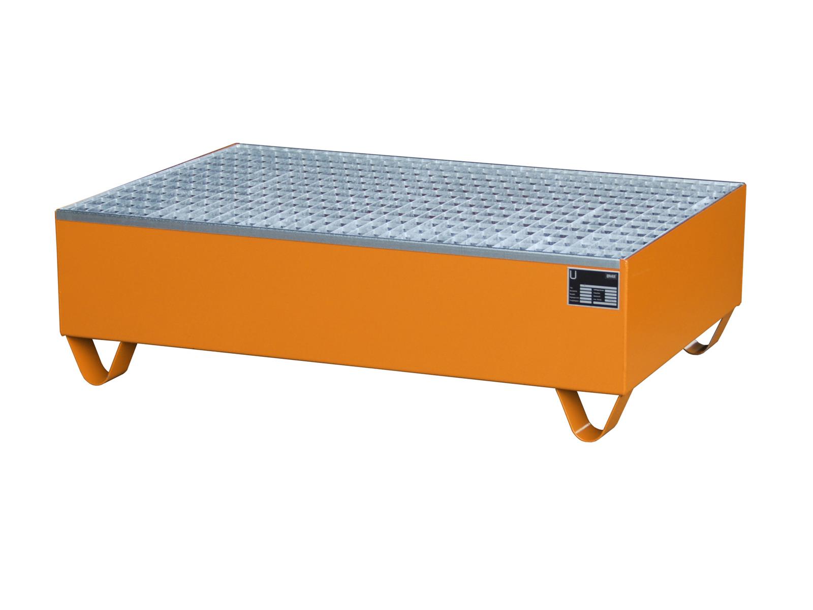 Auffangwanne 1200x800x360mm 215 Liter Typ Serie 2000 ohne Gitterrost RAL 2000 Gelborange