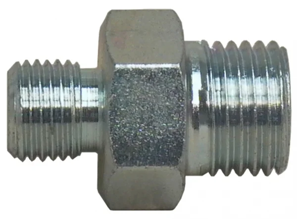 Riduttore a nippo esterno R1/4" x M15x1 esterno, in acciaio zincato