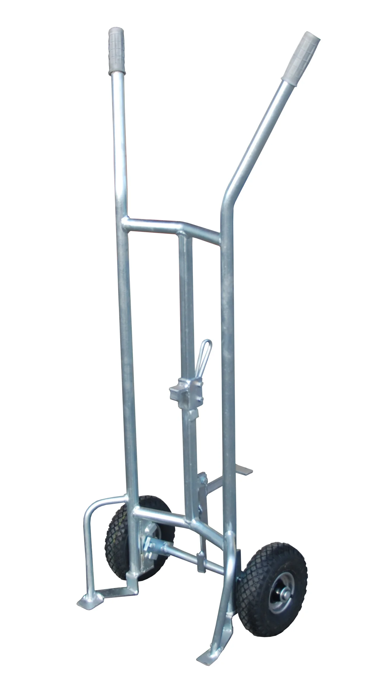 Carrello portafusti FP-L con ruote pneumatiche per fusti a doghe da 200 l, dimensioni 400 x 690 x 1565 mm