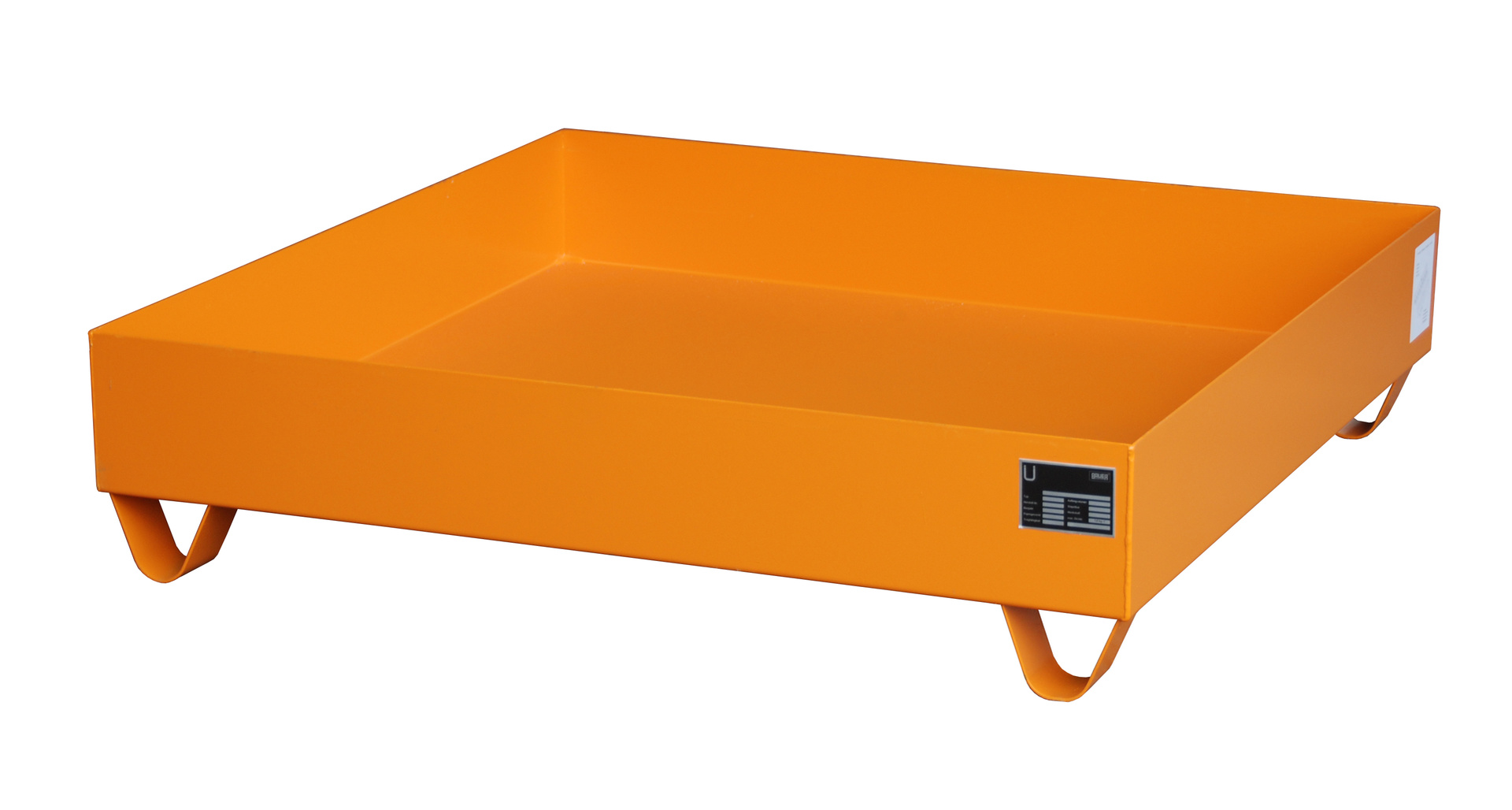 Auffangwanne 1200x1200x285mm 230 Liter Typ Serie 2000 ohne Gitterrost RAL 2000 Gelborange