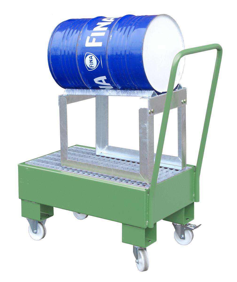 Fahrbare Auffangwanne 940x500x1075mm 61 Liter TYP AW 60-1 SRF RAL 6011 Resedagrün