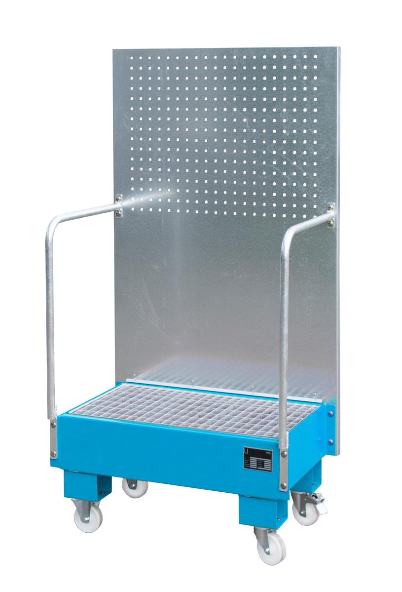 Fahrbare Auffangwanne 570x890x1685mm 60 Liter TYP LPW 60-2 RAL 5012 Lichtblau