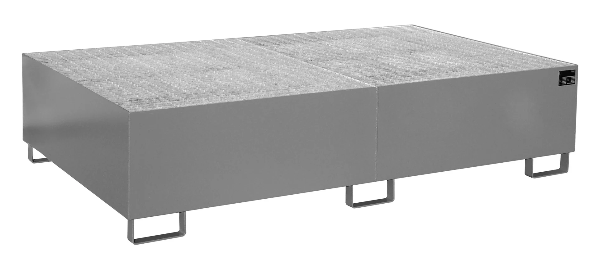 Vasche per scaffalature 2150 x 1300 x 505 mm, capacità 1000 litri, con fondo a griglia, RAL 7005 Grigio topo