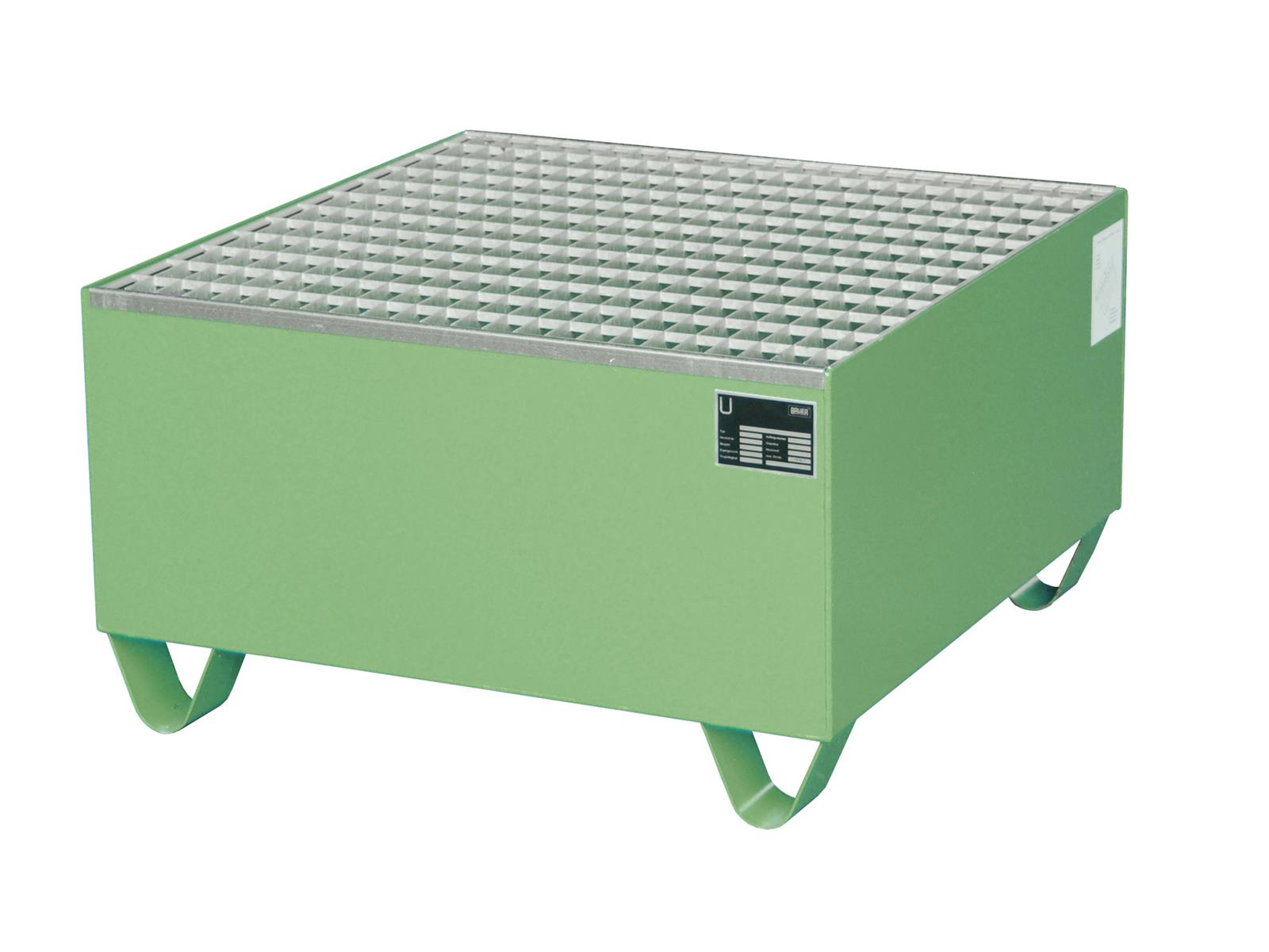 Auffangwanne 800x800x460mm 203 Liter Typ Serie 2000 mit Gitterrost RAL 6011 Resedagrün