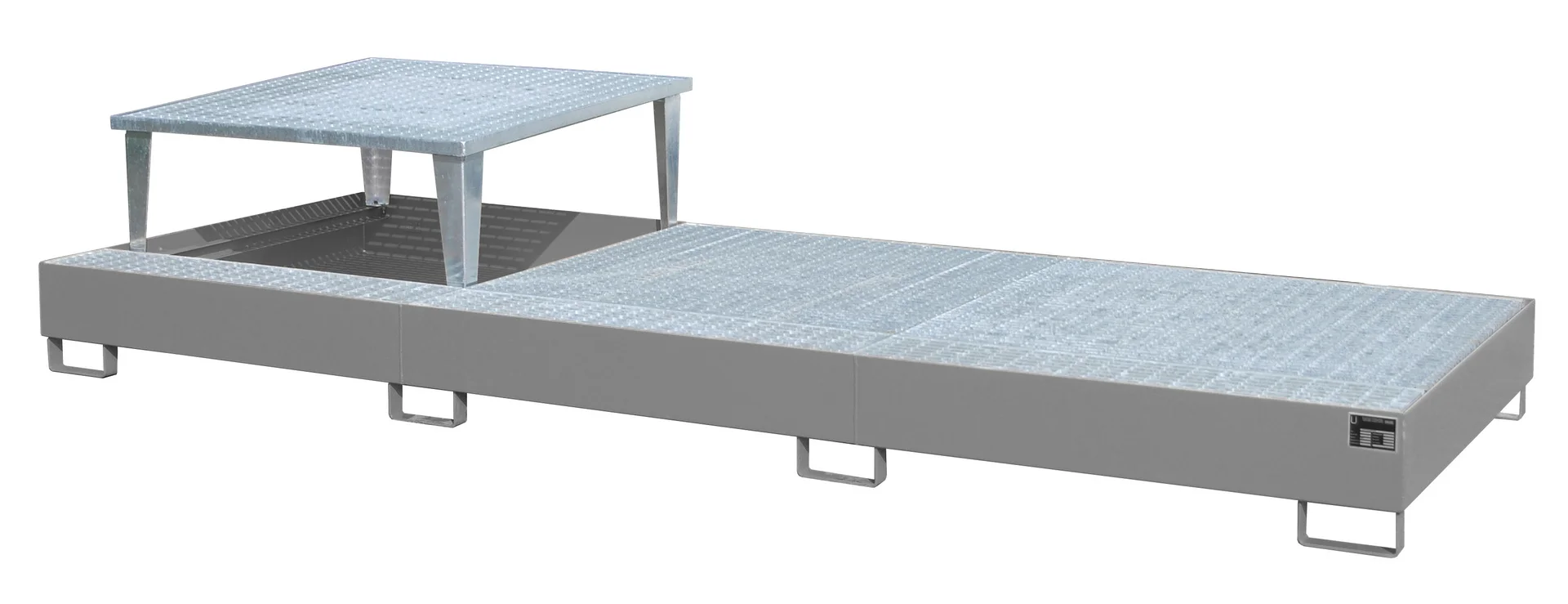 Vasca di contenimento 3850x1460x780 mm, capacità 1000 litri, tipo AWA verniciata AWA 31, RAL 7005 grigio topo