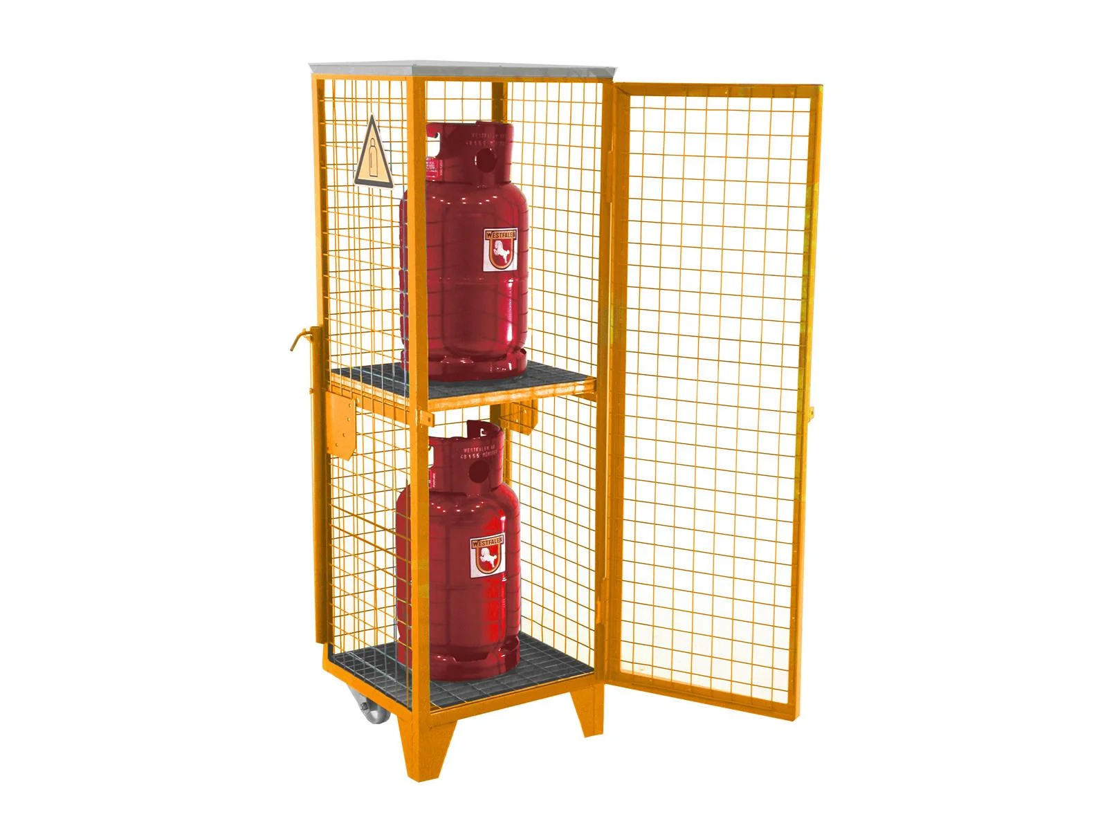 Deposito per bombole di gas GFD-R 2, verniciato, giallo-arancione