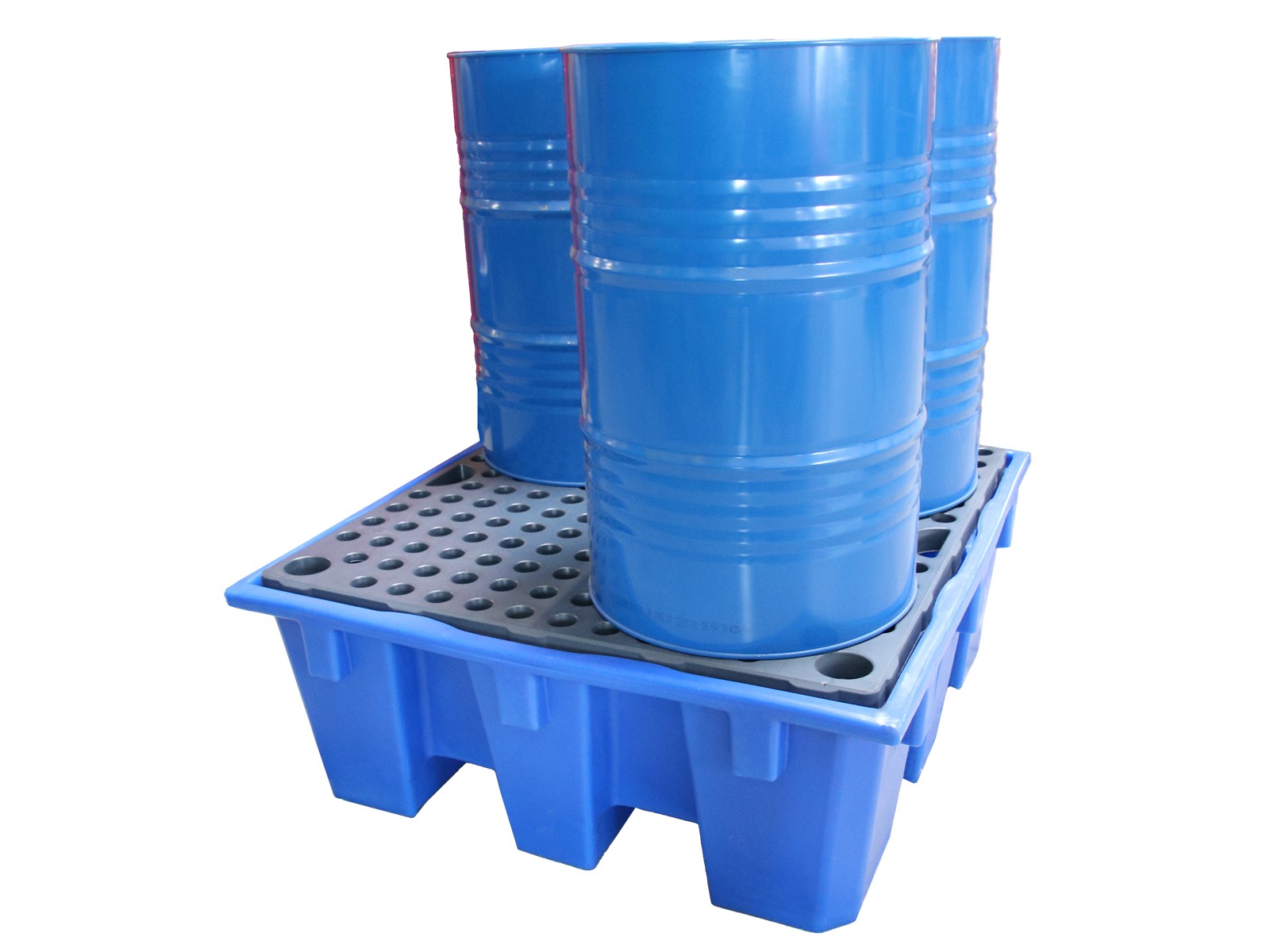 Auffangwanne für 4 Fässer mit Gitterrost – 450 Liter aus HDPE