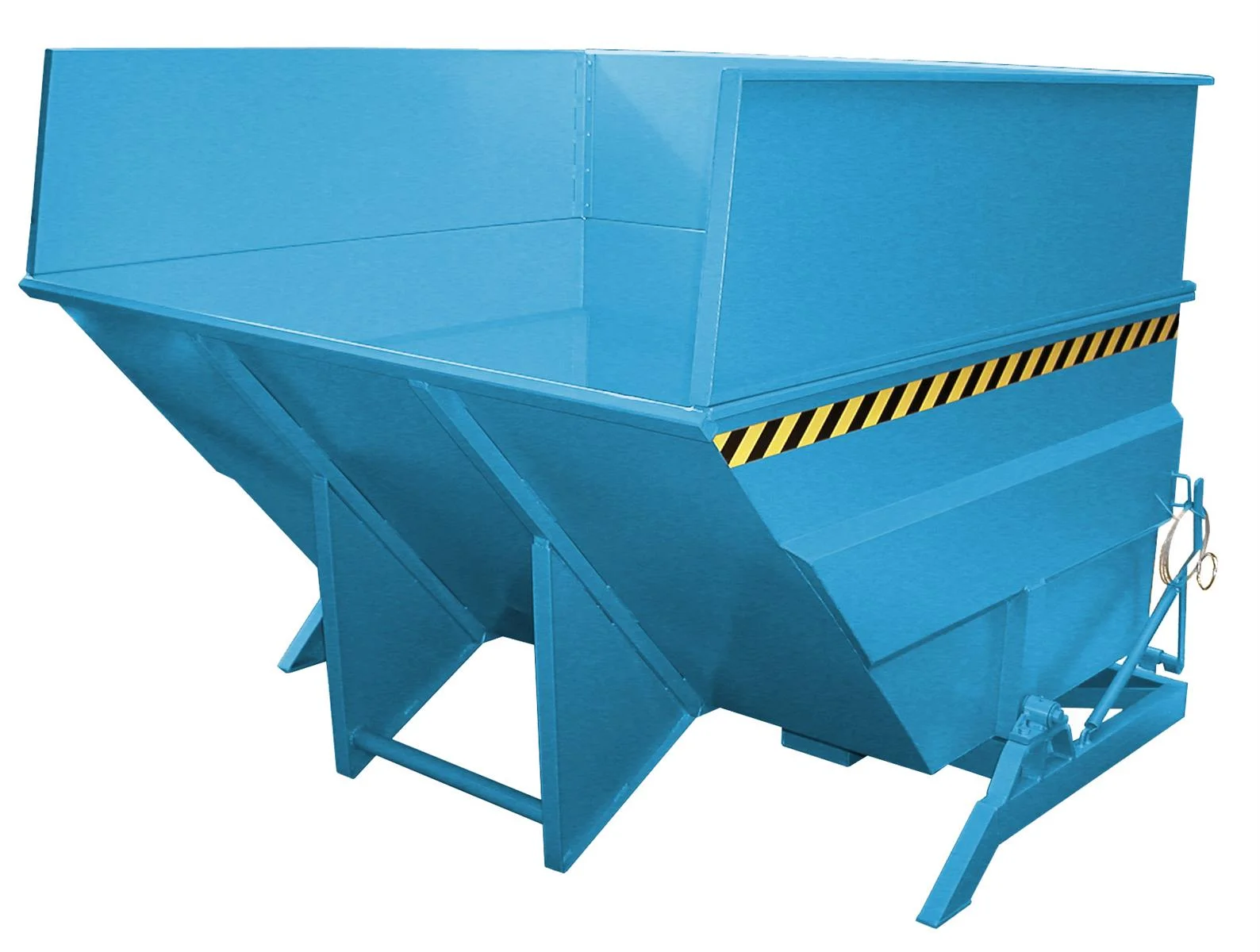 BAUER Kippbehälter BKC 500, lackiert RAL 5012 Lichtblau, Großraumbehälter 5,00 m³, 2500 kg, seitliches Drehlager, mit Aufsatzrahmen, 2310 × 2280 × 1740 mm