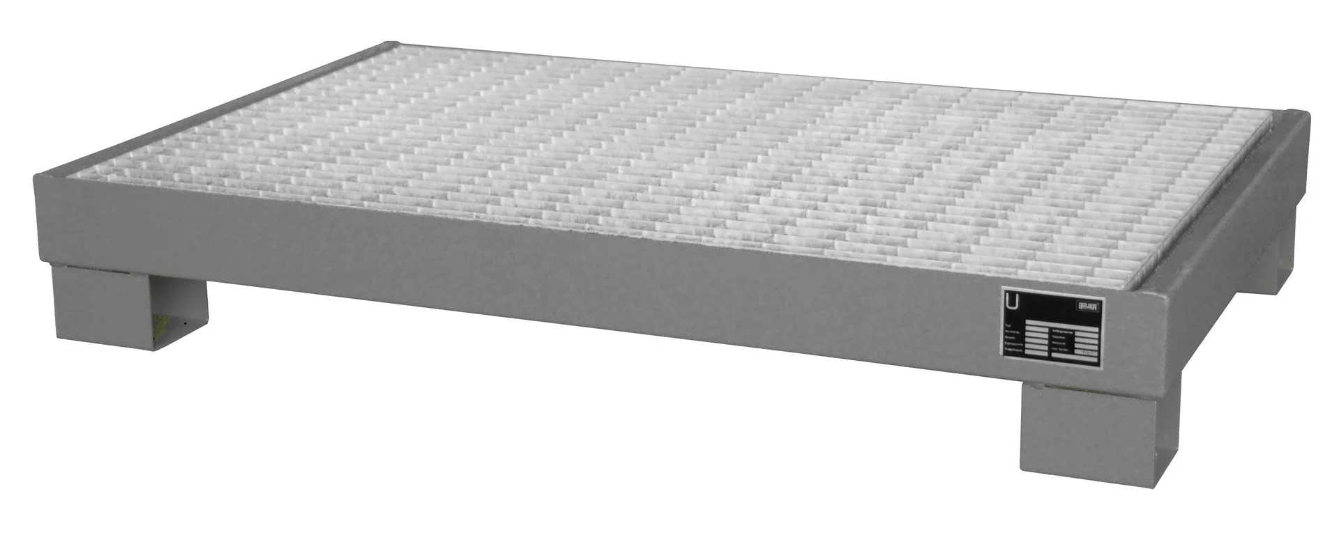 Auffangwanne 1300x800x205mm 74 Liter Typ AW60 für 60l Fässer mit Gitterrost AW 60-3 RAL 7005 Mausgrau