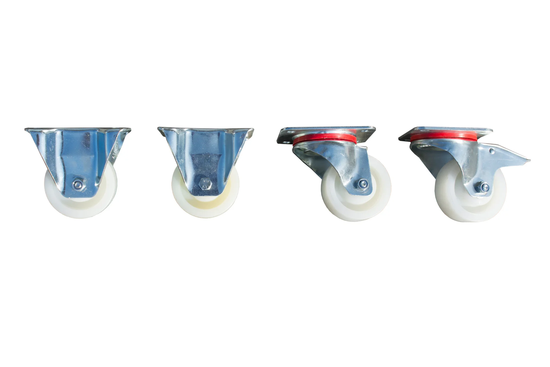 Set di ruote in poliamide girevoli e fisse, diametro della ruota 100 mm, altezza costruttiva 125 mm, portata di 350 kg per ruota BAUER