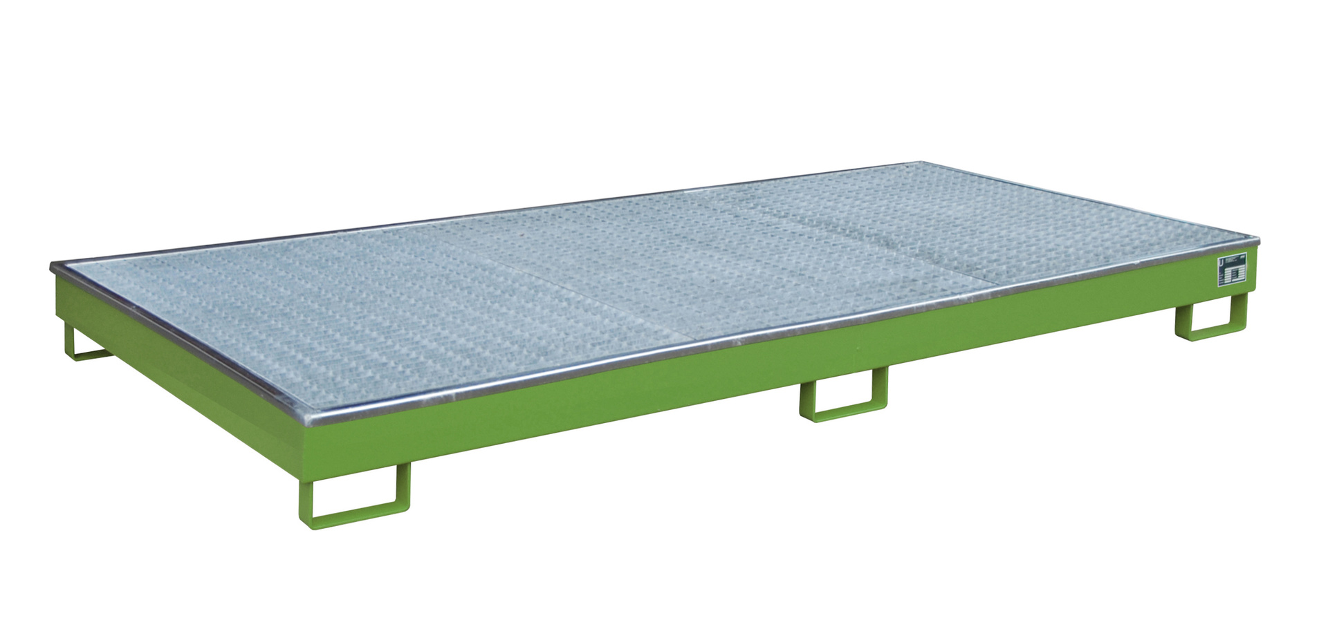 Vasca da scaffale 2665x1315x210 mm, 240 litri, con inserto in PE, con inserto in PE e grigliato 2700-1 RAL 6011 Verde reseda