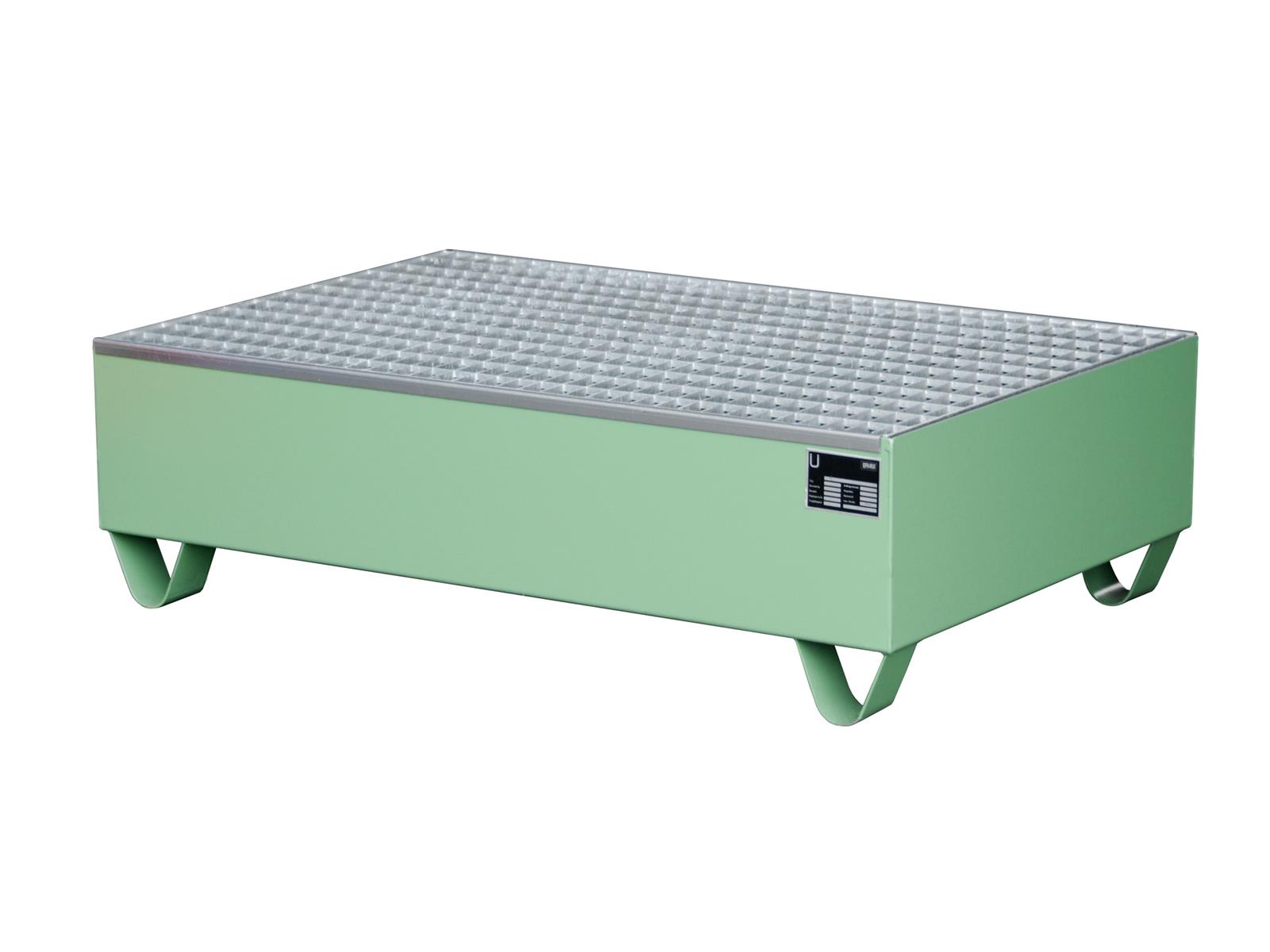 Auffangwanne 1200x800x360mm 215 Liter Typ Serie 2000 ohne Gitterrost RAL 6011 Resedagrün