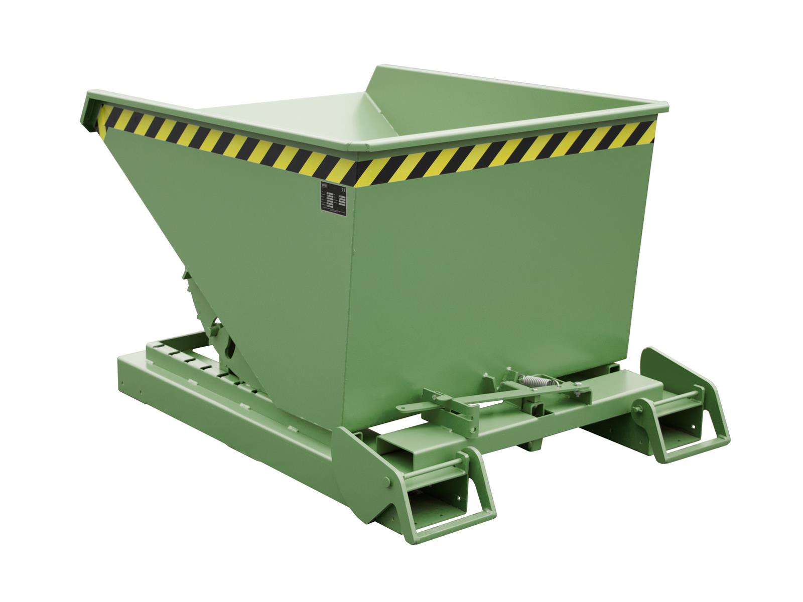 Automatischer Kippbehälter 0,60m³ 1485x1095x865mm 4A 600 RAL 6011 Resedagrün
