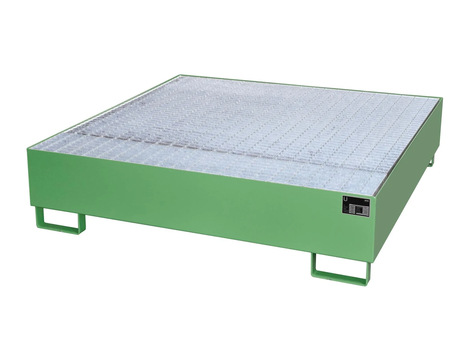 Vasca di contenimento 1460 × 1460 × 355 mm, 450 litri, tipo AW verniciata, AW 450 RAL 6011 Verde Reseda