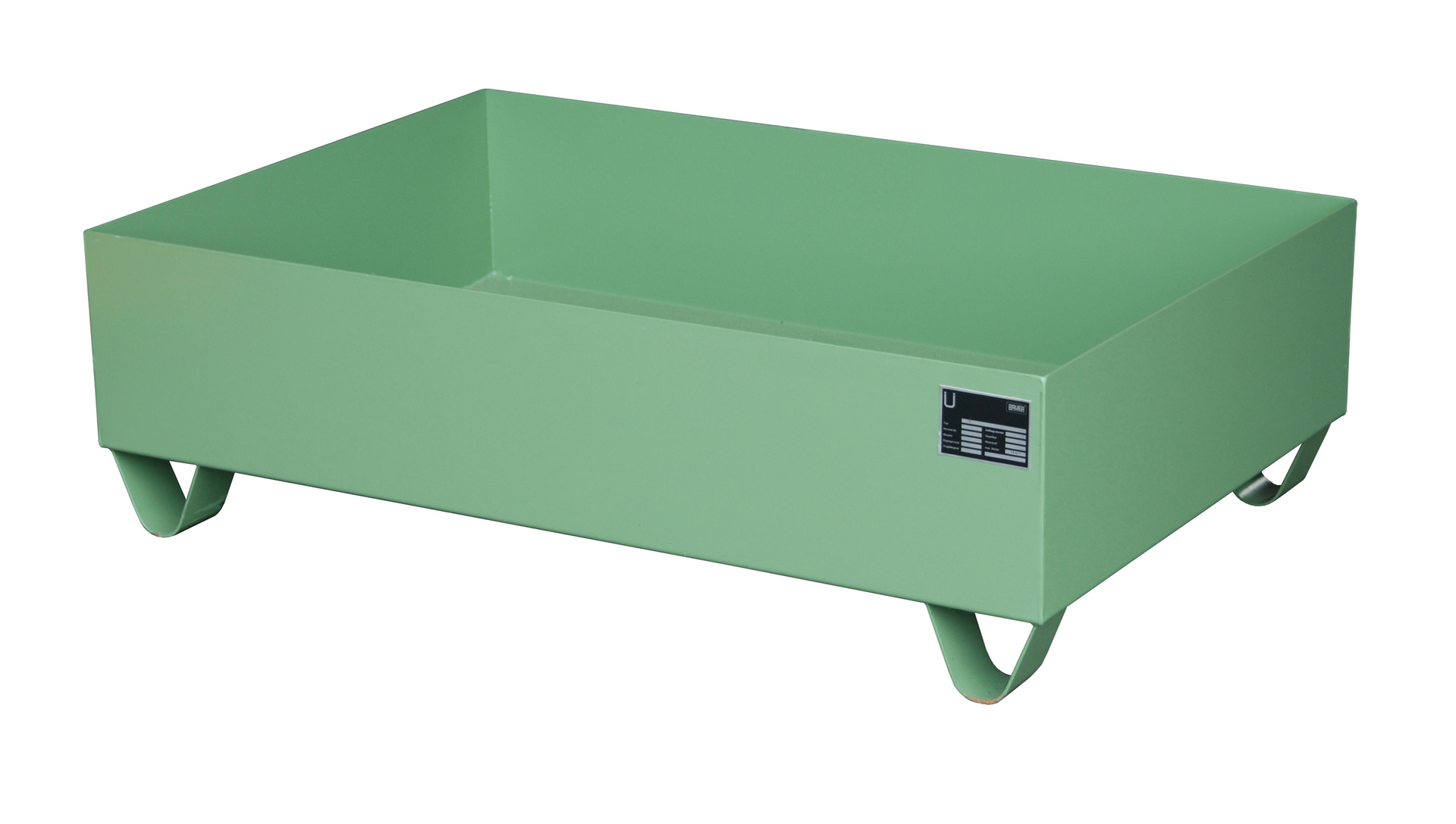 Auffangwanne 1200x800x360mm 224 Liter Typ Serie 2000 ohne Gitterrost RAL 6011 Resedagrün
