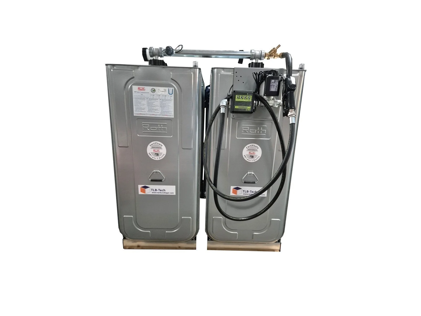 2000 Liter Hoftankstelle – Doppelwandige Komplettanlage mit wählbarer Pumpentechnik analogem Zählwerk 8m Abgabeschlauch