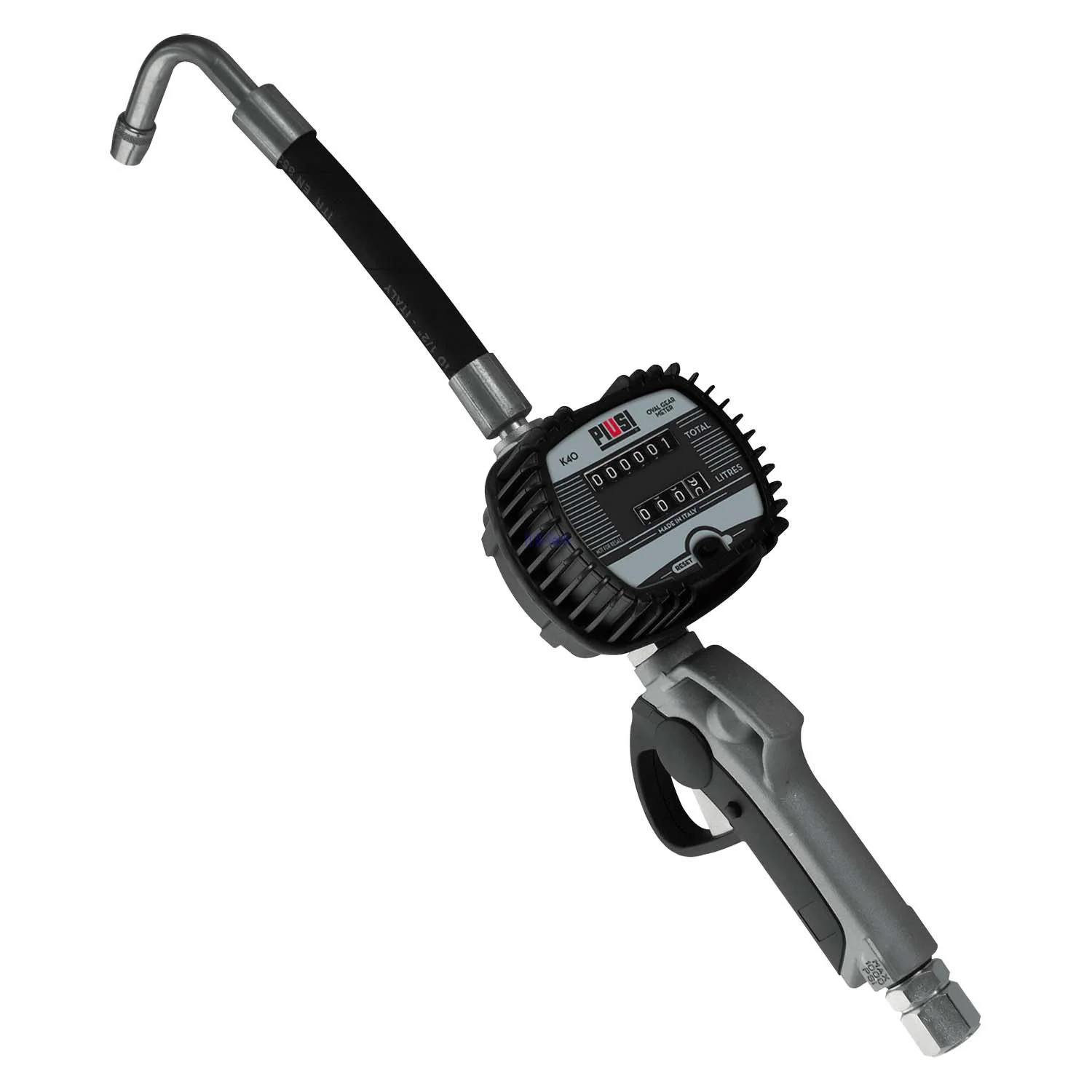 PIUSI contatore di flusso manuale K40 con tubo di mandata flessibile, Rundmeter, Schläucheinheit, Manometer, Handspender, Gaszähler
