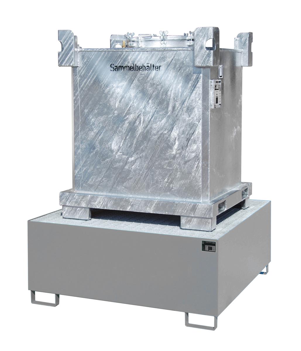 Auffangwanne 1460x1460x620mm 1000 Liter Typ AW1000 RAL 7005 Mausgrau