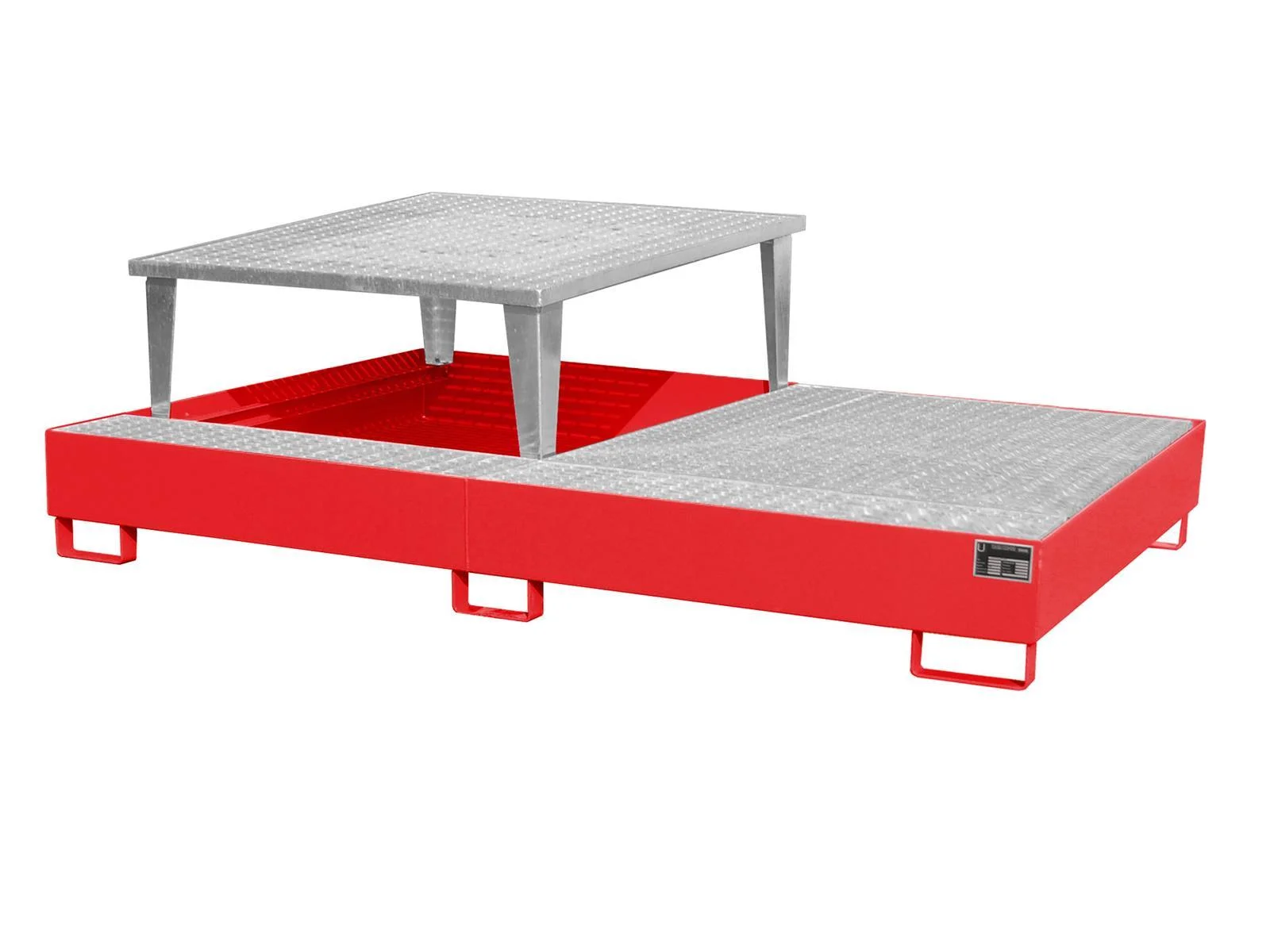 Vasca di raccolta 2650x1460x863 da 1000 litri Tipo AWA, verniciata o zincata AWA 21, plattform, stahl, rot, griffsicher, stufensteigen