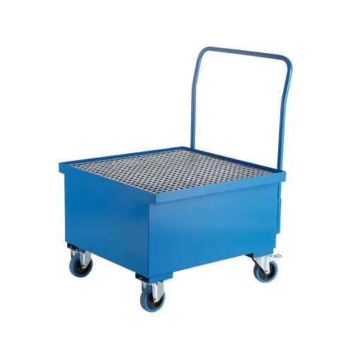 Vasca di contenimento mobile 800 × 800 × 400/555/1120 mm, capacità 216 litri per fusto, verniciata., Transportwagen, Kipperwagen, Stahlbox, Rollwagen, Metallgitteroberteil