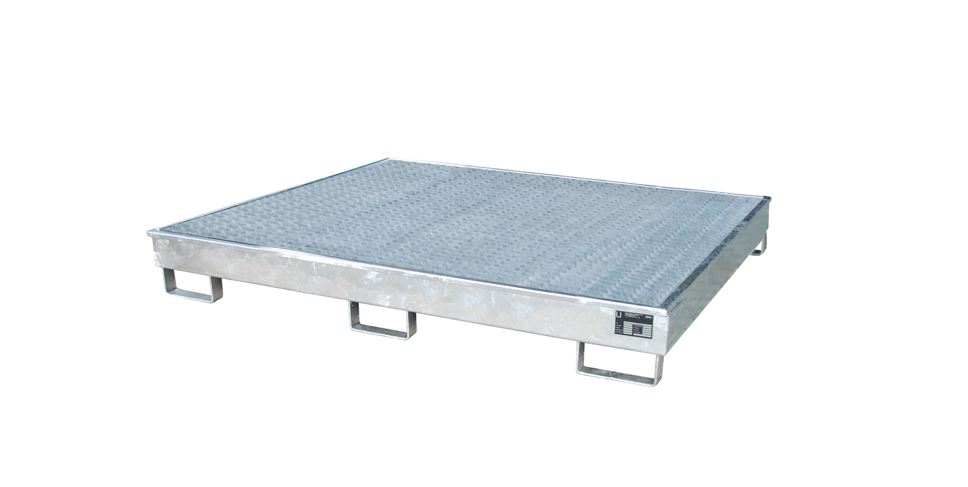 Vasca per scaffalature 1765 x 1315 x 255 mm, 240 litri, con inserto in PE e griglia metallica da 1800 mm, zincata a caldo