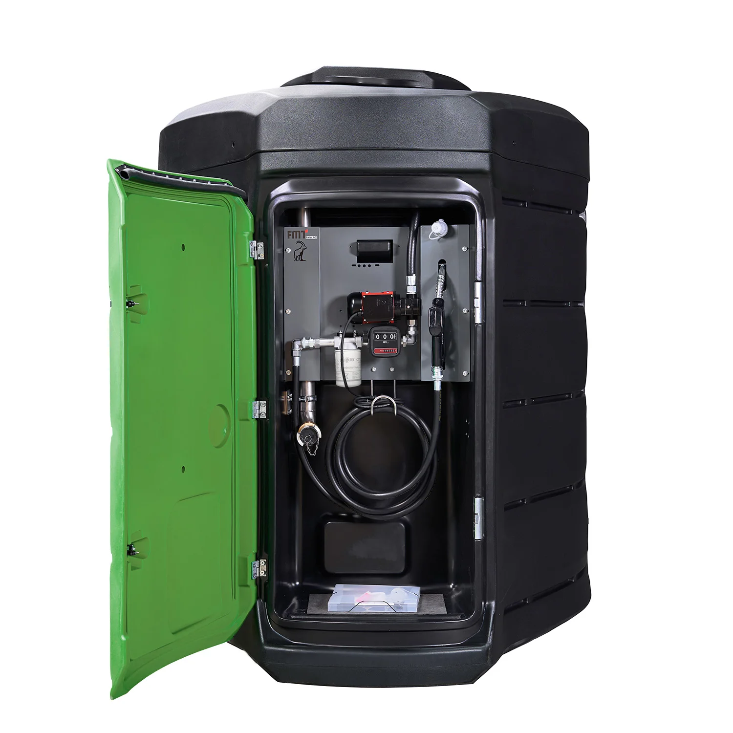 Impianto fisso di stoccaggio gasolio da 5.000 litri con pompa da 230 V e dotazione completa