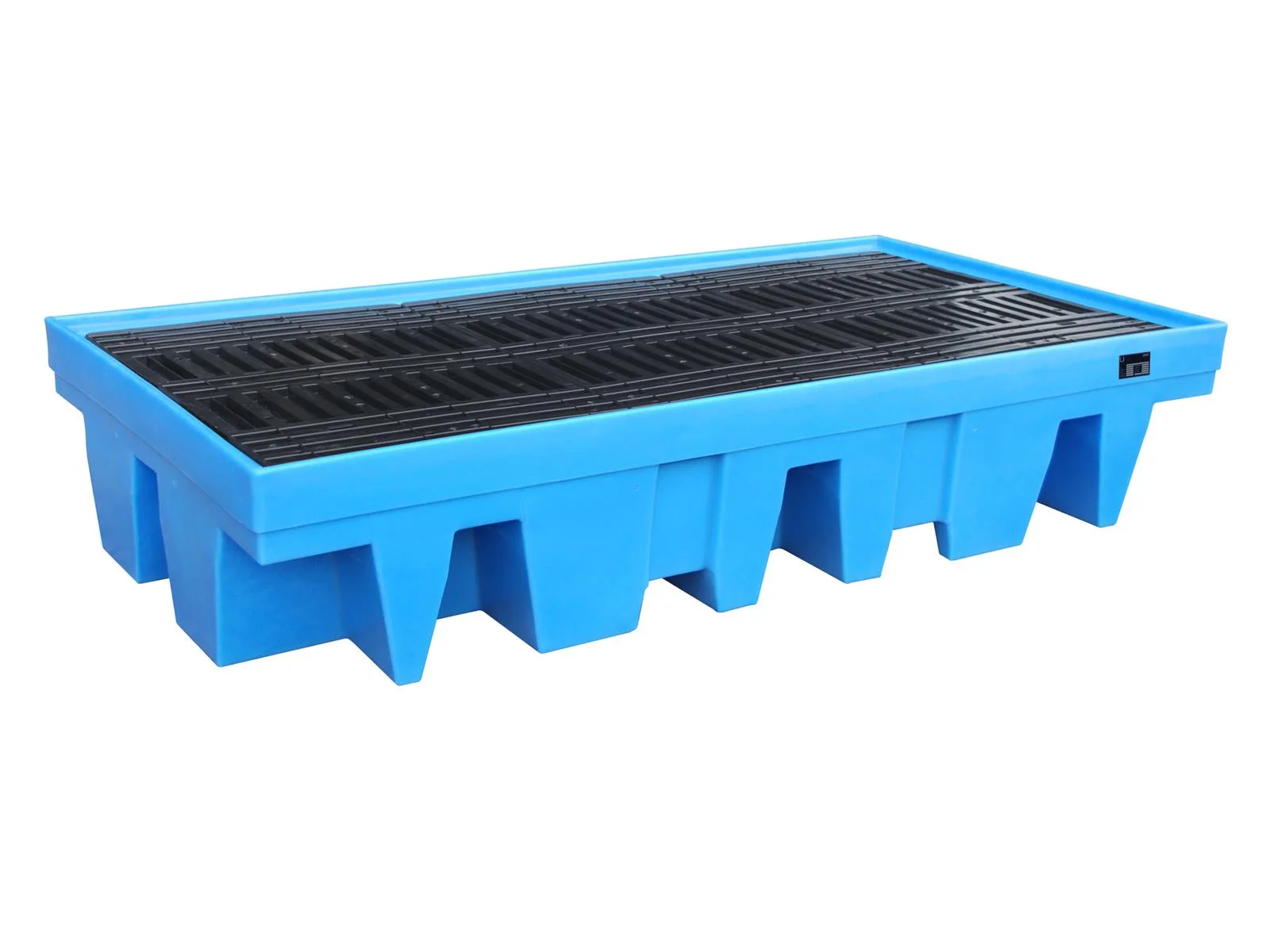 Vasca di contenimento in PE, tipo WP, dimensioni 2560 x 1350 x 510 mm, con pallet in PE, 2 IBC da 1000 L, wasser-blech, idro-blech, abdeckwanne, rohrschutz, regenwasser