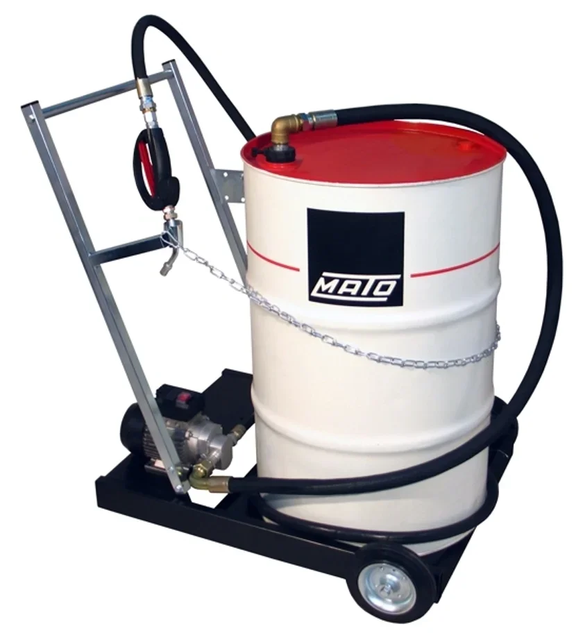 Sistema di pompe a ingranaggi elettrico EP300-F, mobile, per fusti d'olio da 200 l, con tubo di mandata da 4 m e uscita olio motore