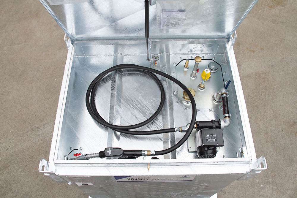 Mobile Tankstelle Quadro-D Tankanlage Doppelwandig Rietberg 1000 Liter 230V Pumpe Tankdatenerfassung Flow Grenzwertgeber