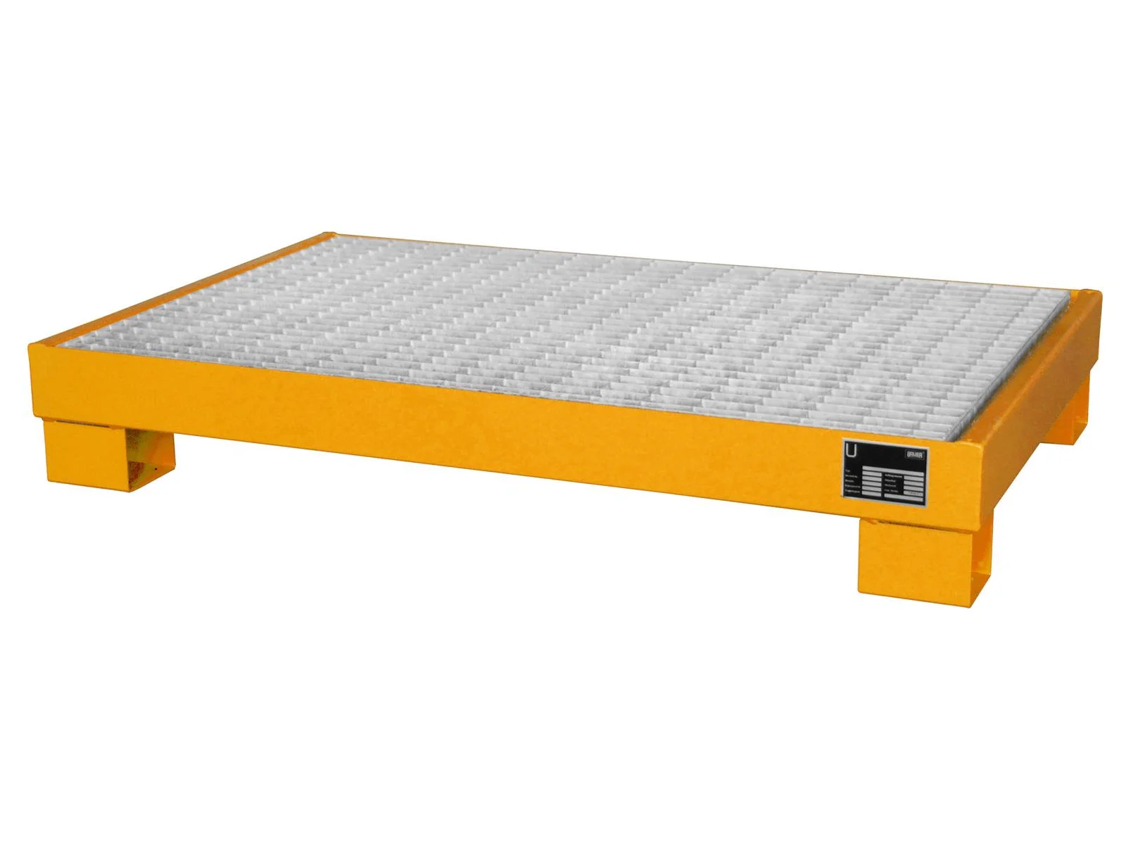 Auffangwanne 1300x800x205mm 74 Liter Typ AW60 für 60l Fässer mit Gitterrost AW 60-3 RAL 2000 Gelborange