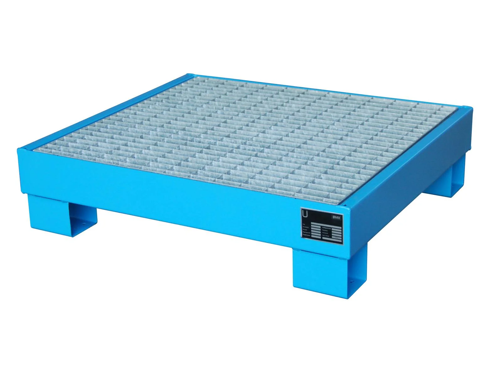 Spill Containment Tray 900x800x220mm 61 Liters Type AW60 for 60L Drums with Grate AW 60-2 RAL 5012 Light Blue 🌟