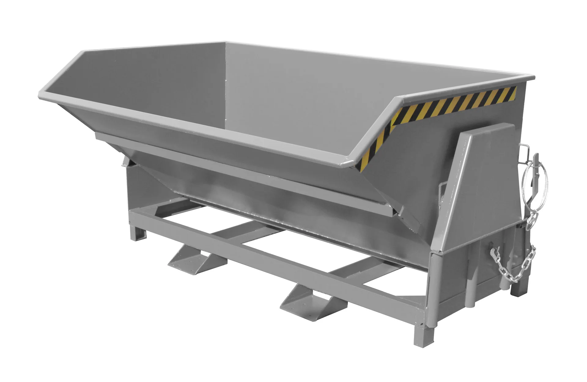 BAUER Kippbehälter BK 200, lackiert RAL 7005 Mausgrau, 2,00 m³, 2000 kg, Abrollmechanismus, 1640 × 2150 × 1170 mm