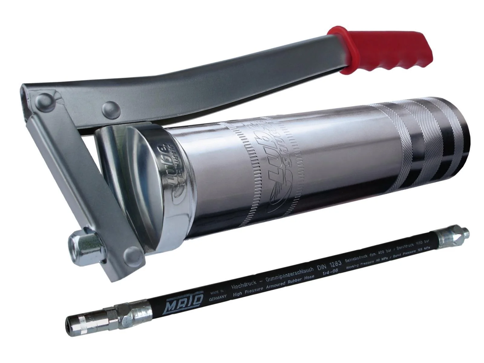 Dispositivo di riempimento per ingrassatori ecoFILL 25kg nel set con ingrassatore e cartucce vuote.