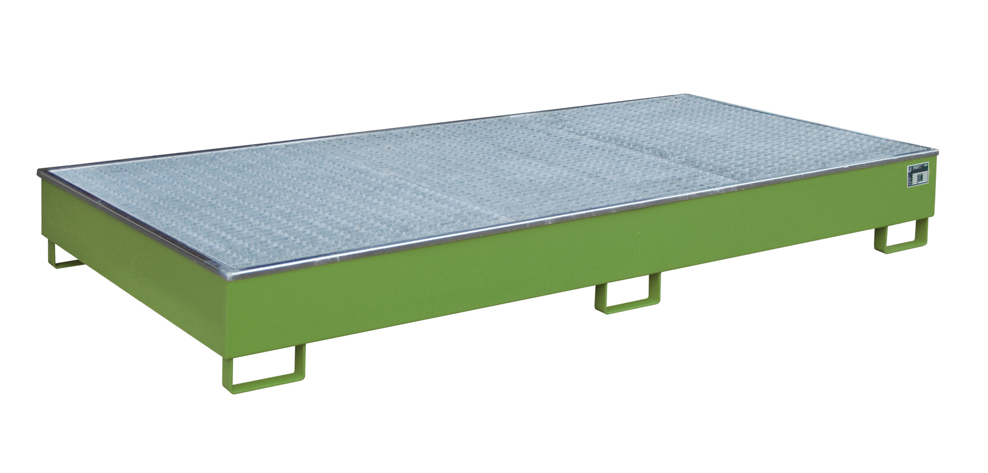 Regalwanne 2665x1315x305mm 540 Liter mit PE-Einsatz mit Gitterrost 2700-2 RAL 6011 Resedagrün