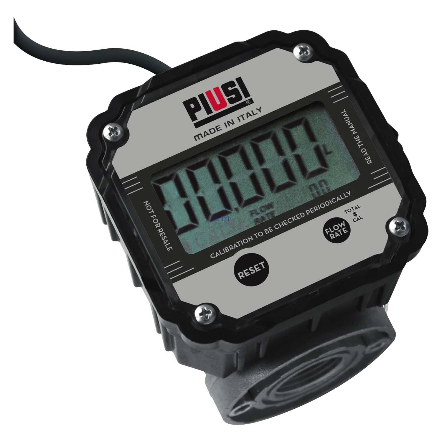Contatore di flusso PIUSI K600 B/3 da 1 pollice per gasolio, con uscita a impulsi 10-100 l/min, Digitales Messgerät, Durchflussmesser, Industrieanzeige, LCD-Anzeige, Made in Italy