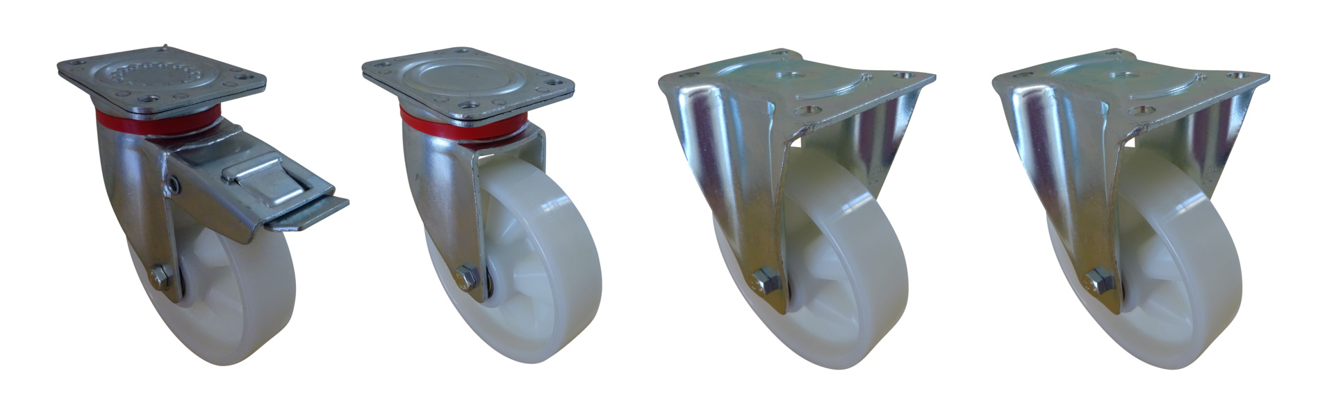 Satz Polyamid Lenk- und Bockrollen - Tragf. 850 kg pro Rolle BAUER