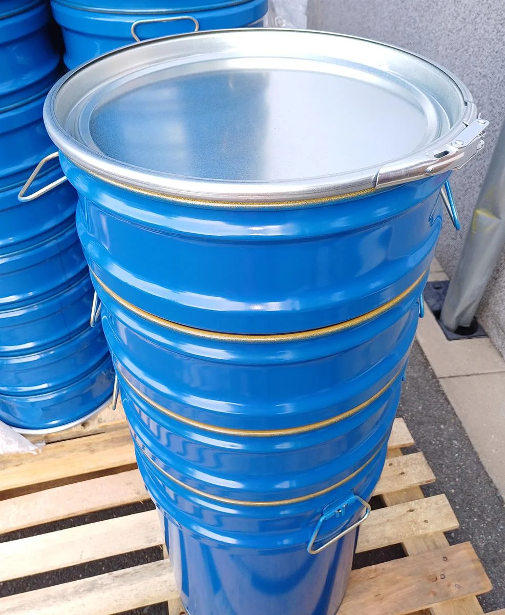 lackiertes Metallfass 60 l mit abnehmbarem Deckel